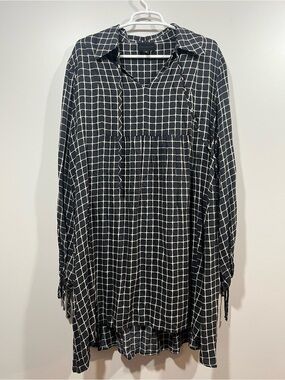 Hotel Particulier Women’s Black Window Pane Long Sleeve Dress Medium